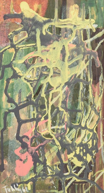 Gunnar Fohlin, mixed media on paper, listed Swedish artist.