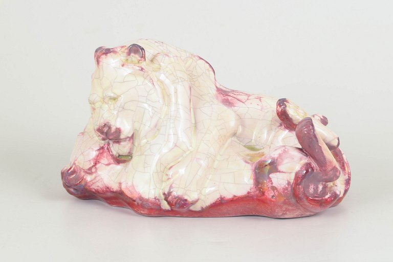 Karl Hansen Reistrup for Kähler, figural group with lion and lioness.