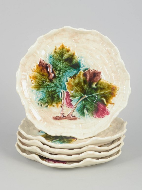 Gustavsberg majolica plates, set of five.