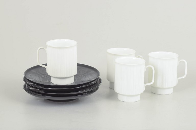 Tapio Wirkkala for Rosenthal, set of four demitasse espresso cups with matching saucers.