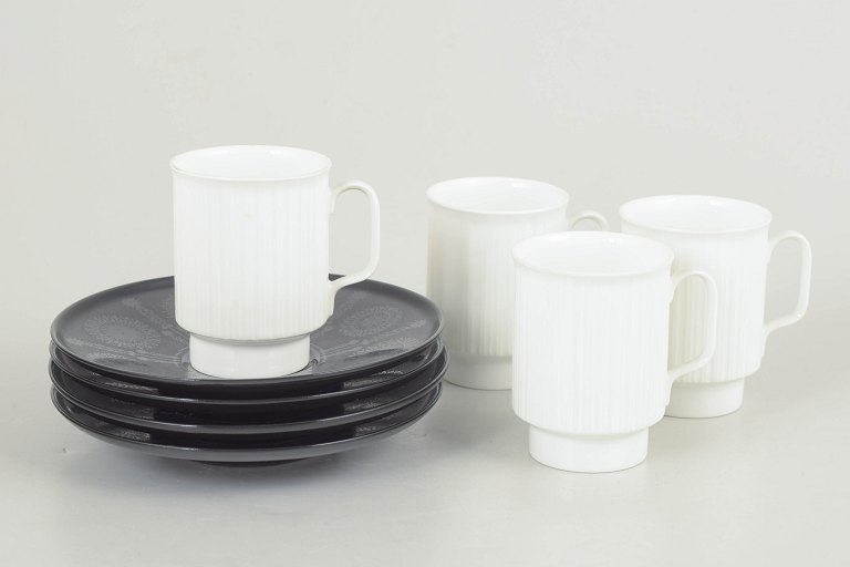 Tapio Wirkkala for Rosenthal, set of four demitasse espresso cups with matching saucers.