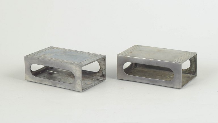 Just Andersen, set of two matchbox holders in pewter.