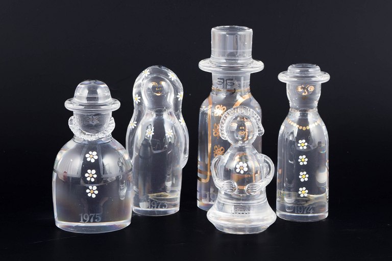 Kosta Boda, set of five “Family” glass figures.