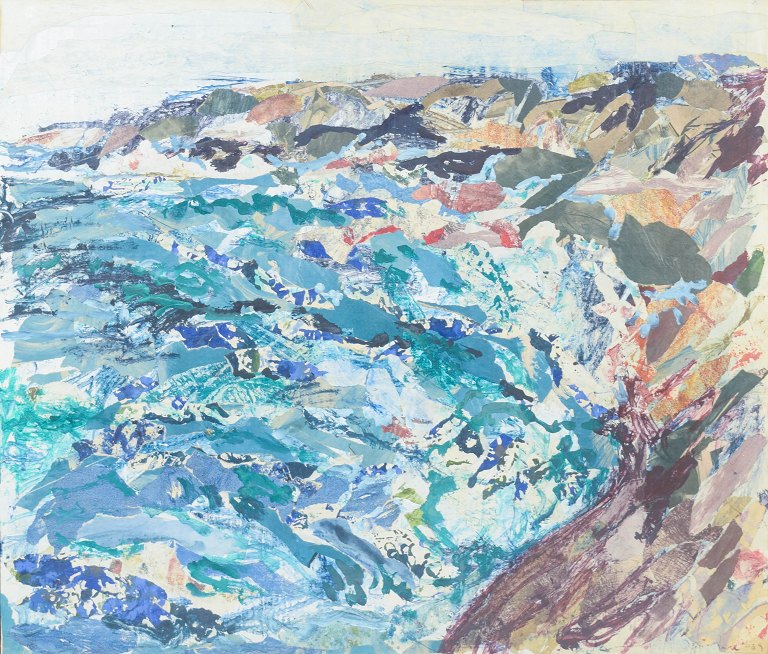 GÖSTA Alm, mixed media on board, listed Swedish visual artist.