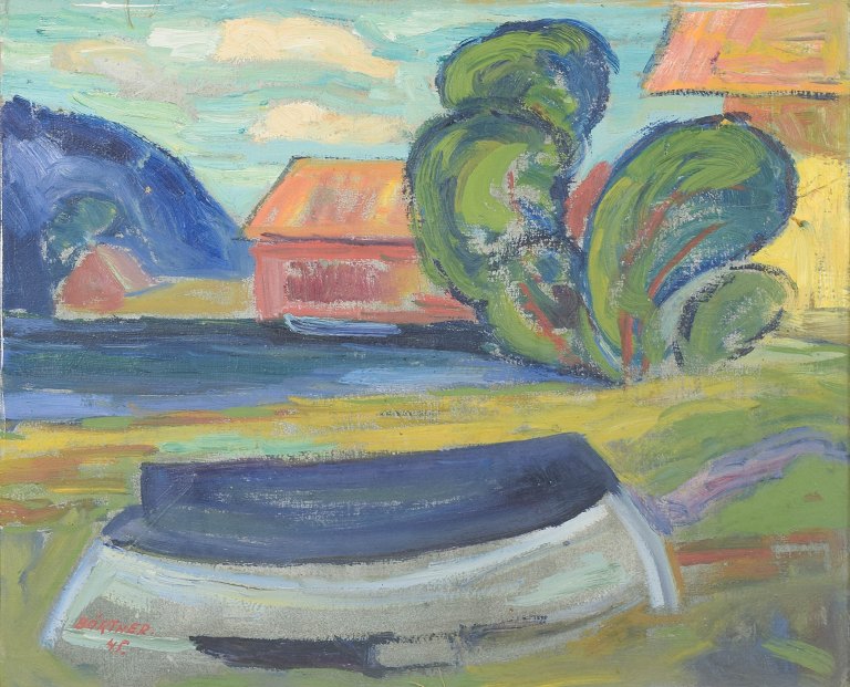 Gustaf Börtner, oil on canvas, listed Swedish artist.