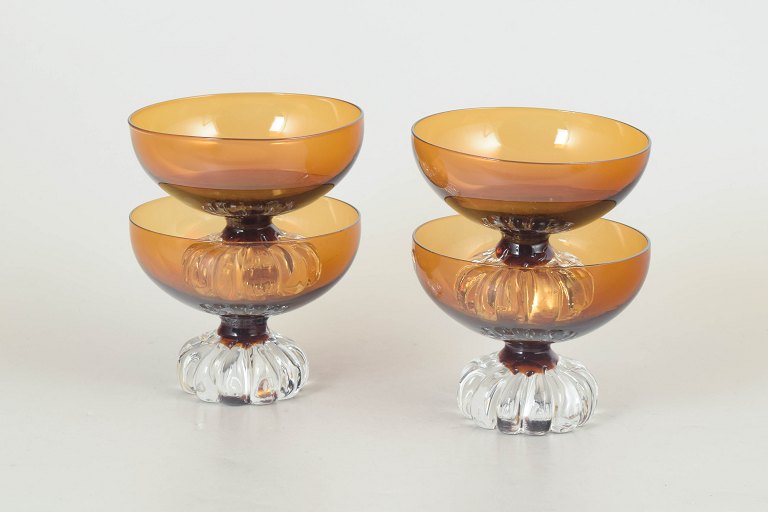 Bo Borgström for Åseda glassworks, set of four dessert bowls.