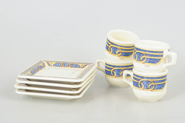 Tiffany Boutique, set of four espresso cups with saucers.