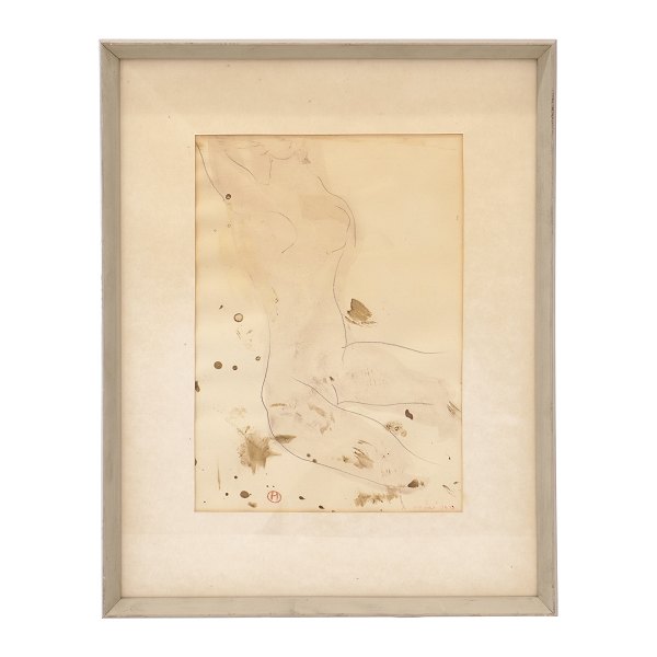 Preben Hornung, 1919-89, mixed media. signed. Visible size: 28x20cm. With frame: 44x34cm