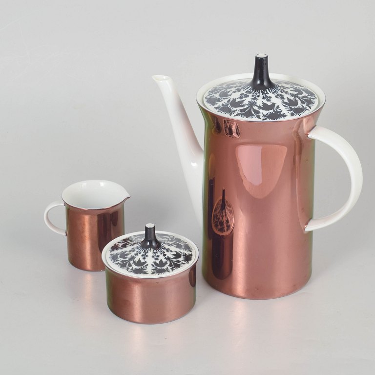 Bjørn Wiinblad for Rosenthal, coffee pot with creamer and sugar bowl.