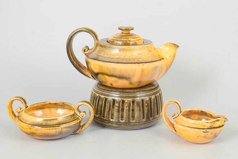 Kähler, tea set with teapot, sugar bowl, creamer and tealight warmer.