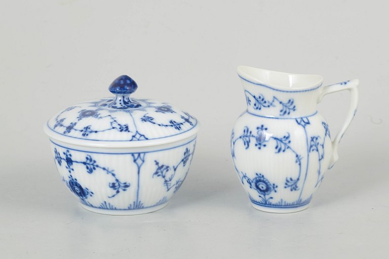 Royal Copenhagen Blue Fluted Plain, sugar bowl and creamer.