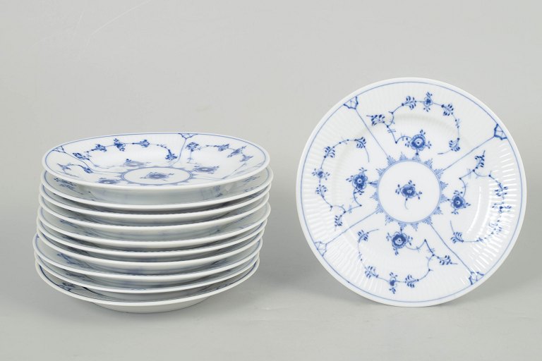 Royal Copenhagen Blue Fluted Plain, set of eleven side dishes.