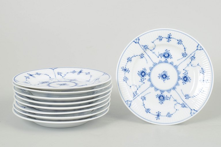 Royal Copenhagen Blue Fluted Plain, set of nine side dishes.