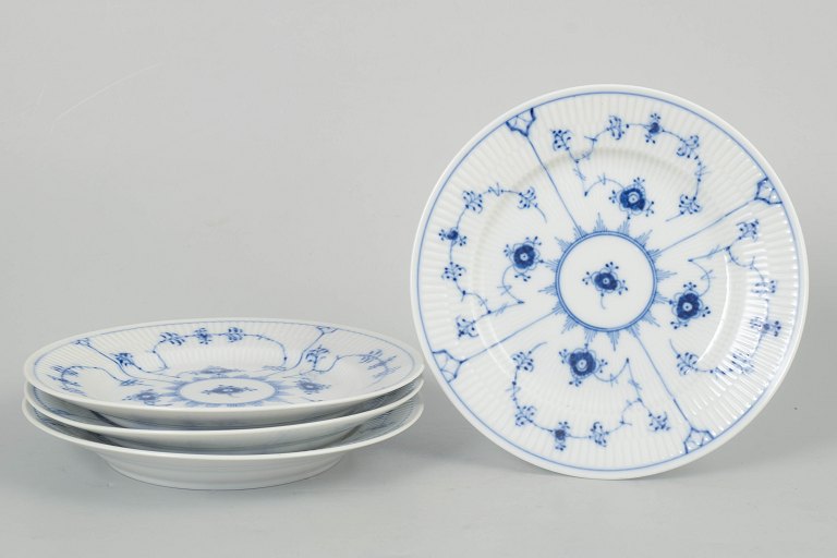 Royal Copenhagen Blue Fluted Plain, set of four salad plates.