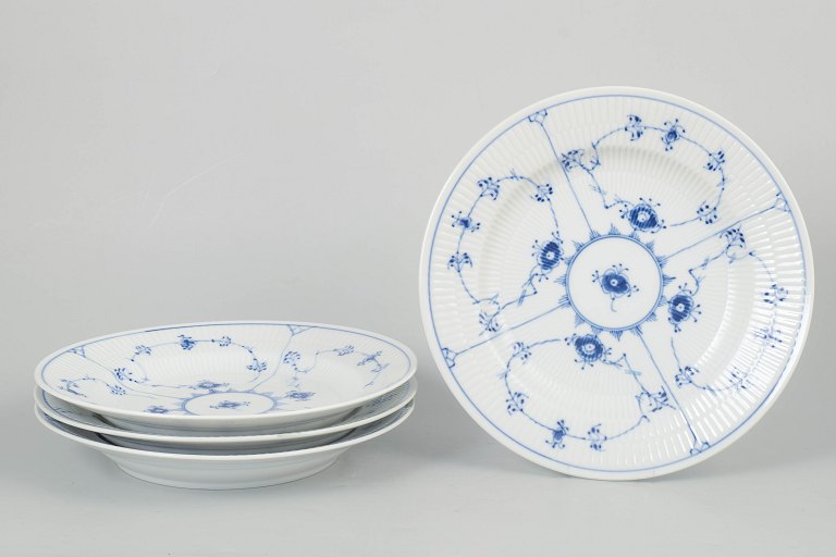 Royal Copenhagen Blue Fluted Plain, set of four dinner plates.