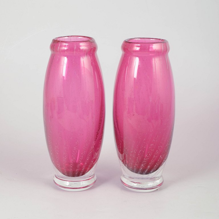 Pair of Chribska glass vases.