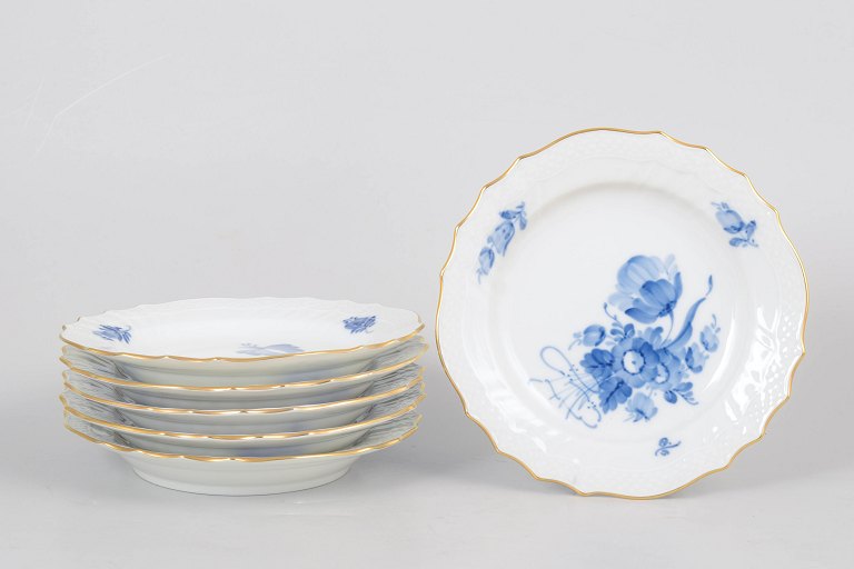 Royal Copenhagen Blue Flower Curved, set of six plates.