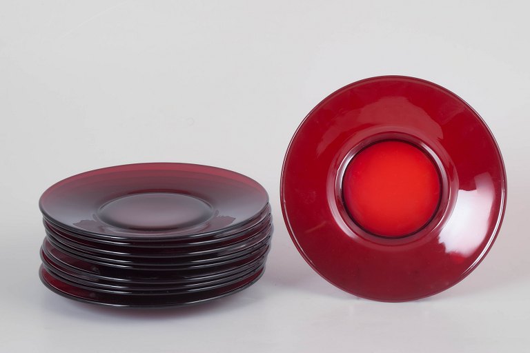 Set of ten Scandinavian glass plates.