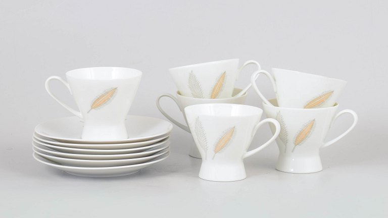 Raymond Loewy for Rosenthal, set of six coffee cups with matching saucers.