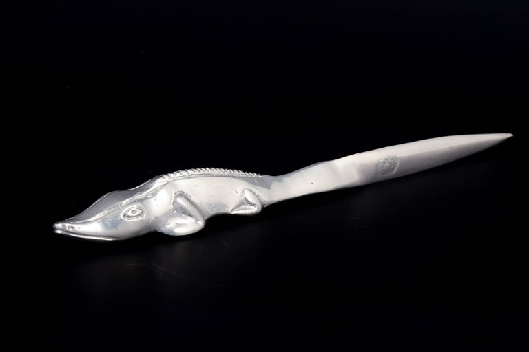 Björn Trägårdh for Svenskt Tenn, pewter letter opener with alligator motif.
