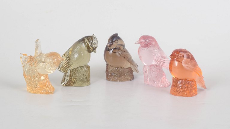 Paul Hoff for Kosta Boda, set of five bird figurines.