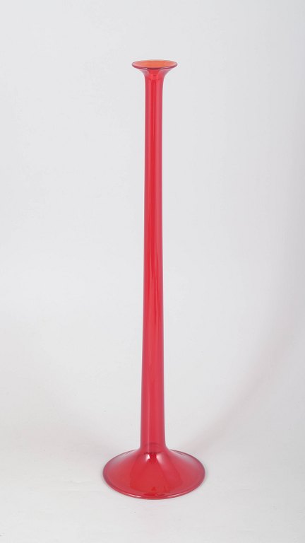 Scandinavian art glass candlestick.