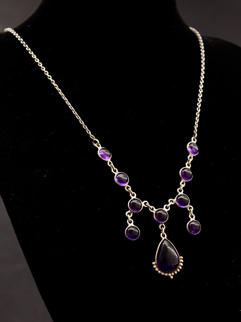 Sterling silver vintage necklace with amethysts
