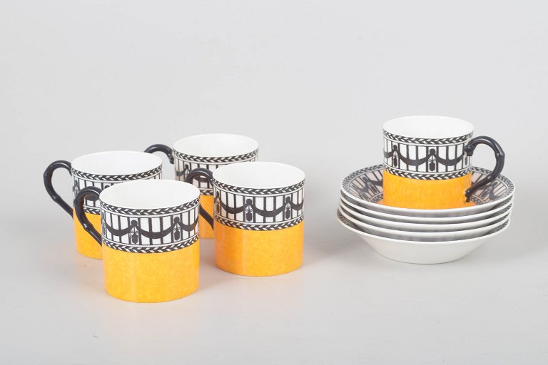 Royal Worcester, set of five demitasse cups with saucers.