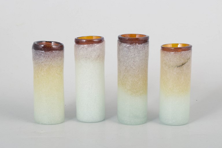 Napoleone Martinuzzi for Murano, set of four glass vases.