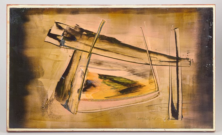 Bengt Lissegårdh, mixed media on board, listed Swedish visual artist.
