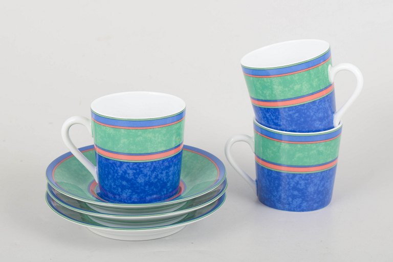 Laure Japy, set of three espresso cups with saucers.