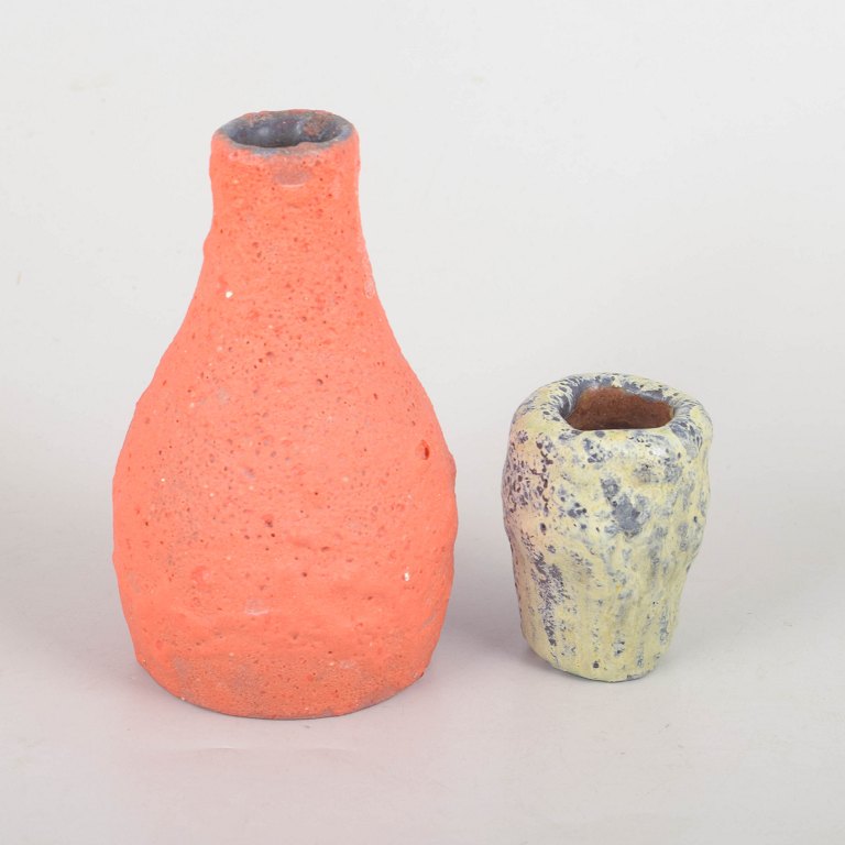 European studio ceramicist, pair of small stoneware vases.
