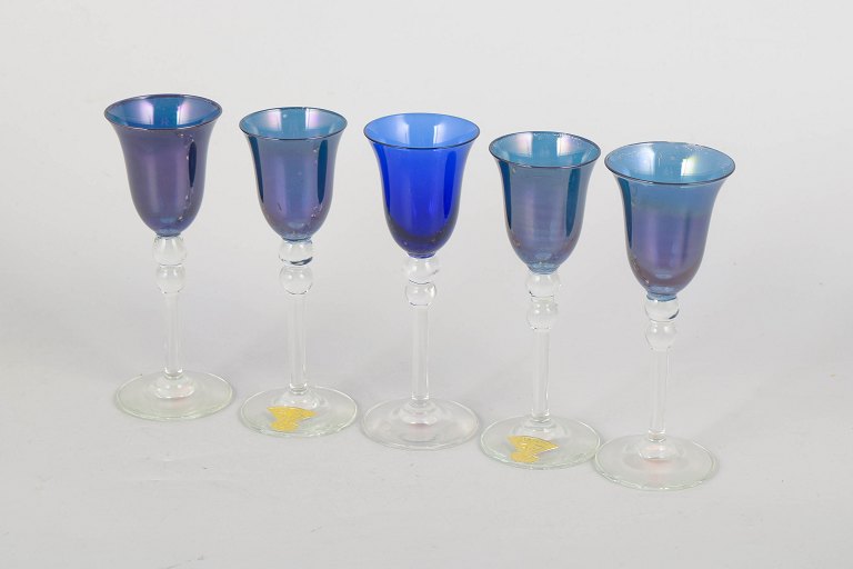 Gullaskruf, set of five schnapps glasses.