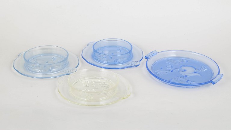Set of four Art Deco dishes by Elme Glasbruk.