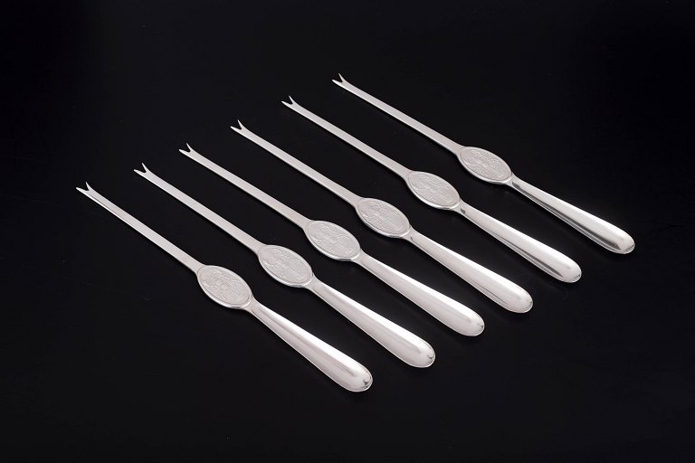 Gense, set of six lobster forks.