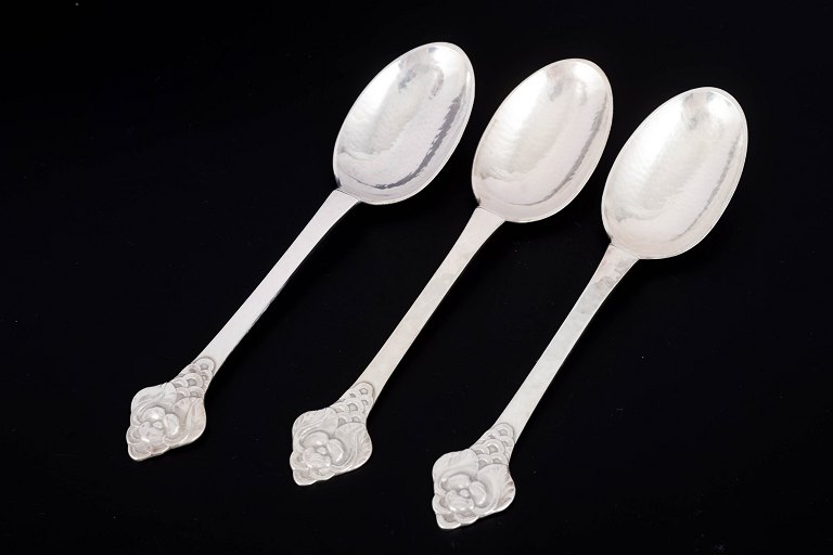 Evald Nielsen, set of three dessert spoons.