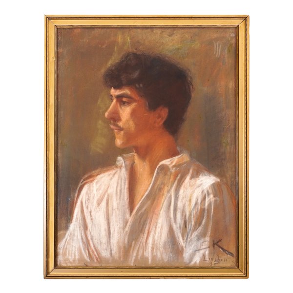 Peder Severin Krøyer (1851–1909), pastel on canvas. Portrait of a Peasant Boy from the Pyrenees.Signed and dated “S K Luchon – 86”. Sight size: 64×48cm. With frame: 70.5×54cm
