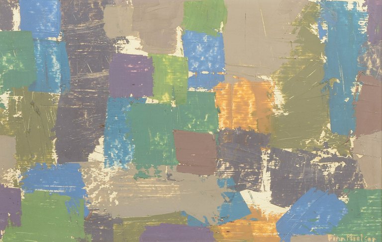 Finn Nielsen, abstract composition, listed Norwegian artist.