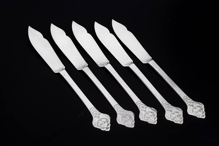 Evald Nielsen, set of five fish knives.