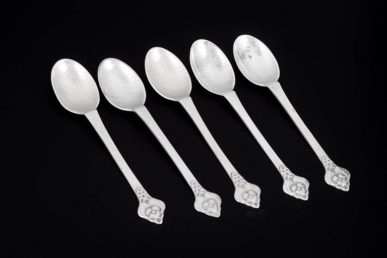 Evald Nielsen, set of five coffee spoons.