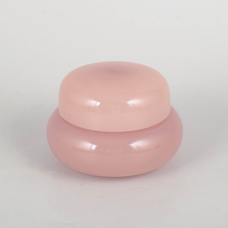 French pink opaline glass bonbonniere.