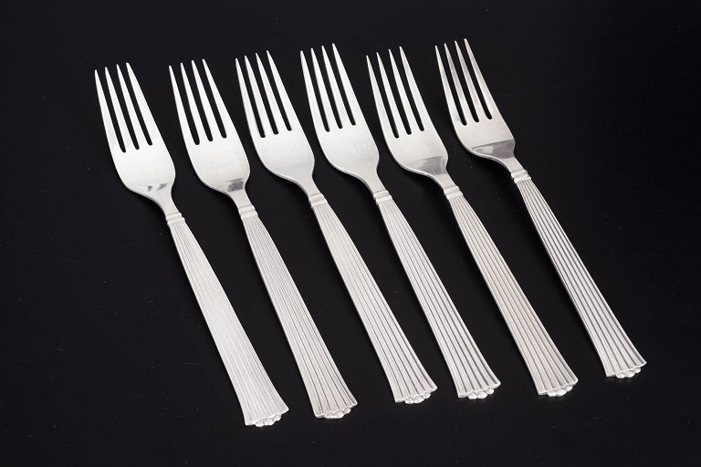 Raadvad, set of six Diplomat lunch forks, silver-plated cutlery.