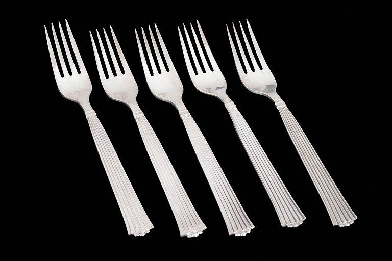 Raadvad, set of five  Diplomat lunch forks, silver-plated cutlery.