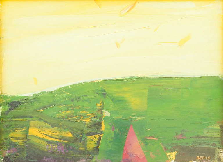 Lars Bertle, abstract landscape, oil on canvas, listed Swedish visual artist.