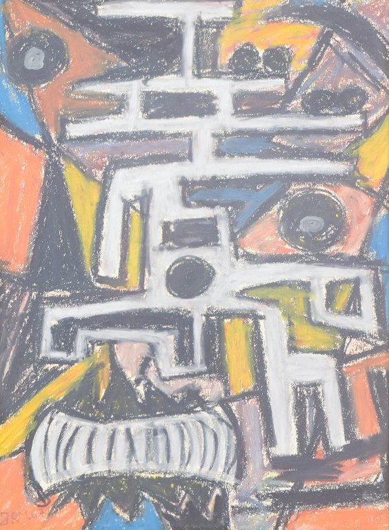 Scandinavian artist, abstract pastel on paper, 1967.