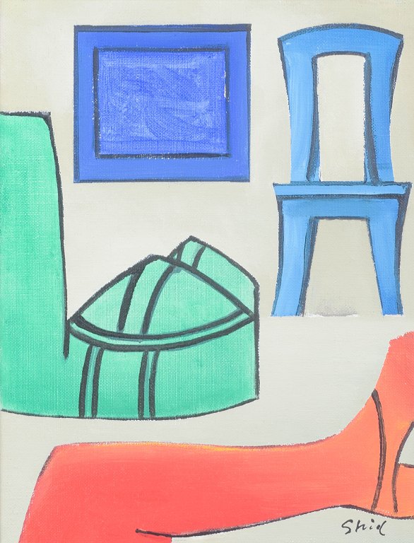Hardy Strid, still life, acrylic on canvas, listed Swedish visual artist.