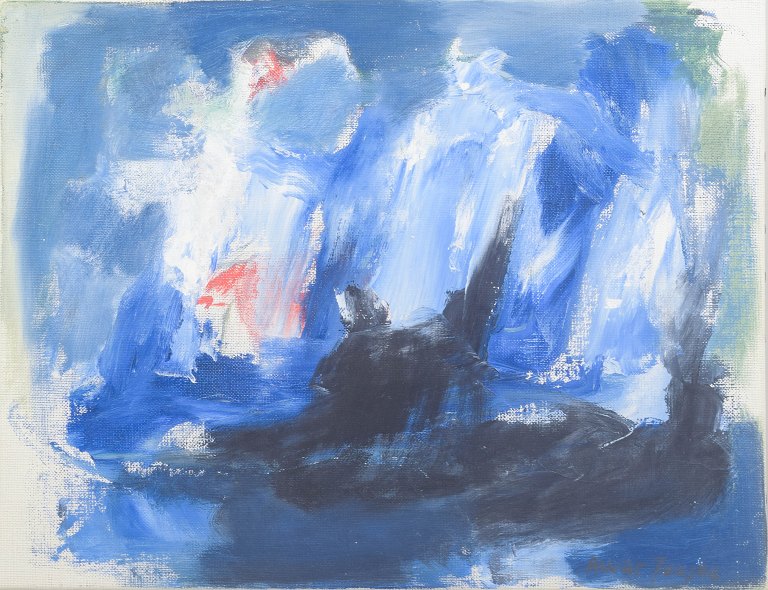 Alvar Jonson, “Blue Fire”, oil on canvas, listed Swedish artist.