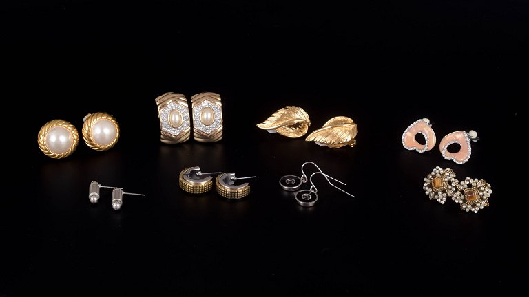 Set of Eight Pairs of Vintage Ear Clips / Earrings. Bijouterie. 20th Century.