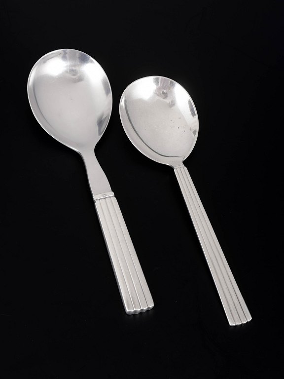 Georg Jensen Bernadotte, set of two serving spoons.
