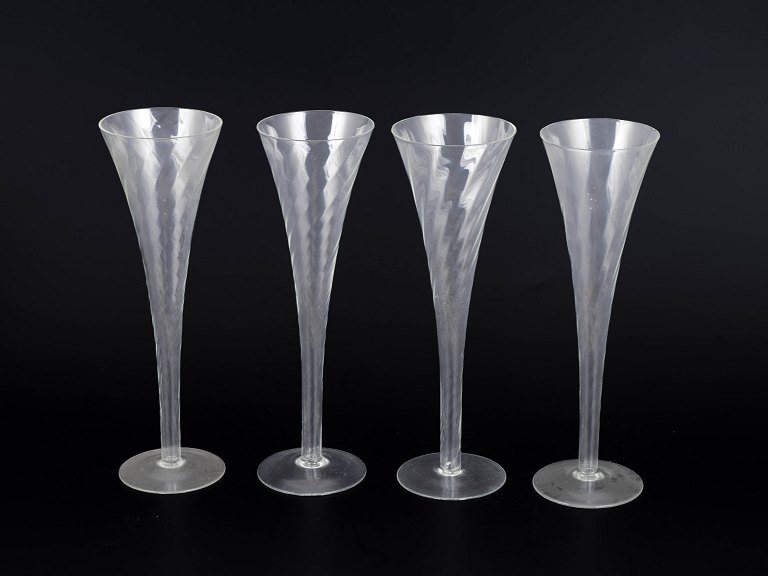 Set of four Swedish champagne glasses.
